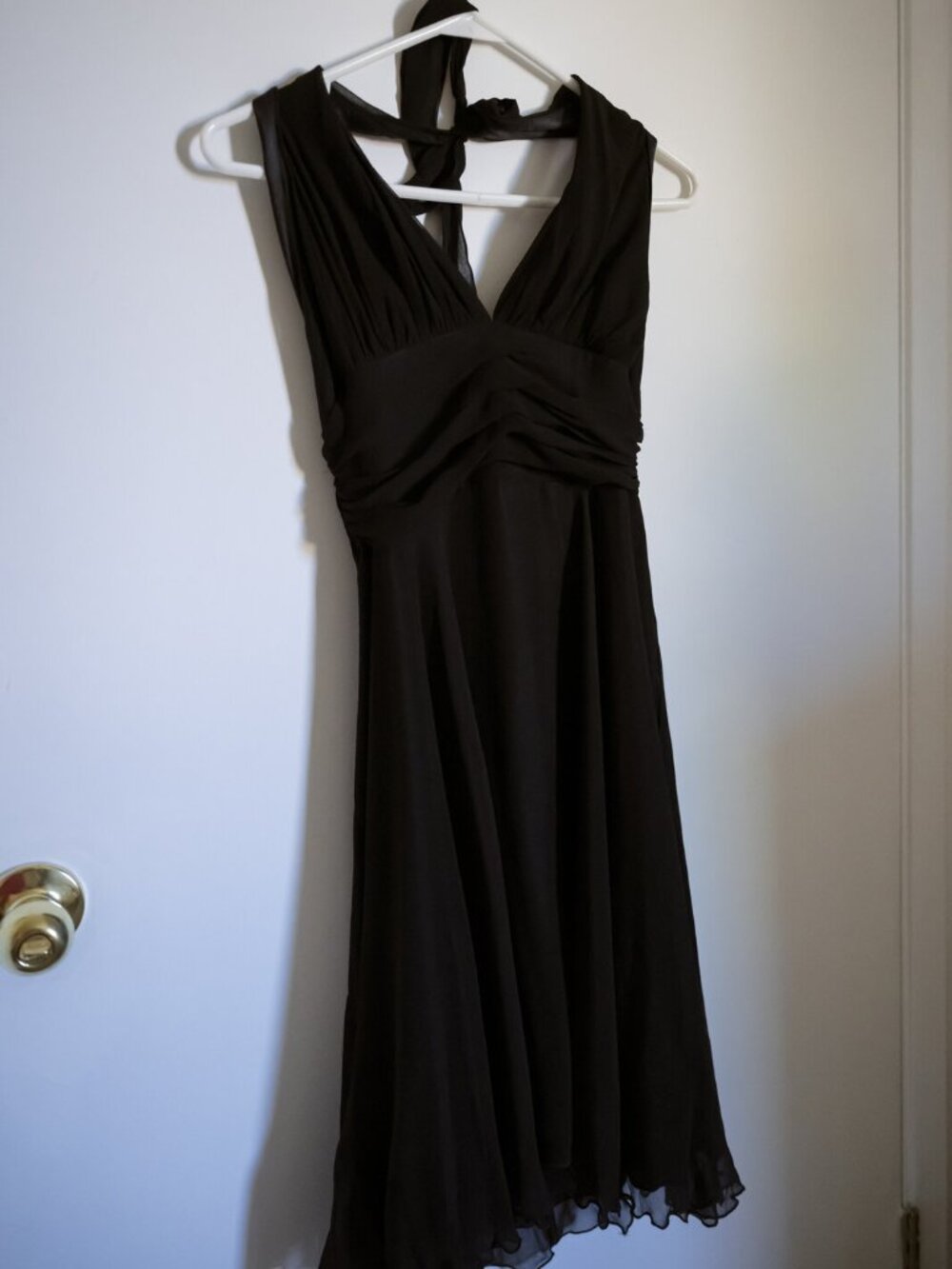 Black Chiffon Tie Neck Halter Dress S